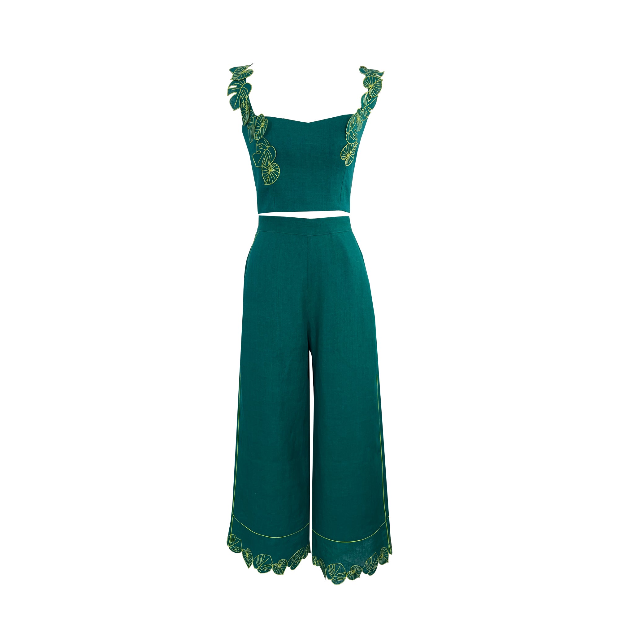 green lace monsteras jumpsuit Monstera Set